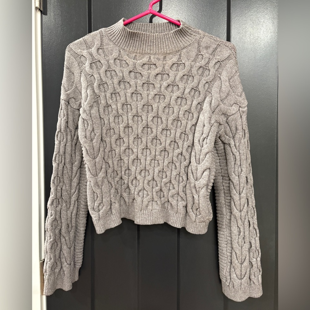 Anthropologie Gray Cable Knit Sweater